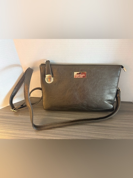 kate spade Handbags - Kate Spade New York Brown Bronze Leather Crossbody Purse Bag Zipper Broken